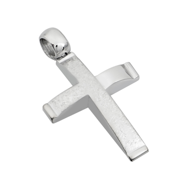 Σταυρός σε λευκό χρυσό Κ14 ματ