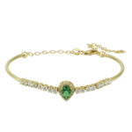 Βραχιόλι με πράσινο κέντρο και ζιργκόν σε κίτρινο χρυσό Κ14