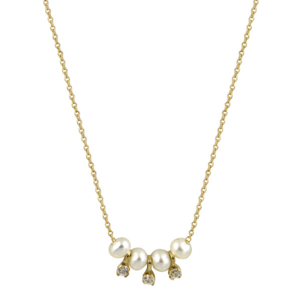 Κολιέ με μαργαριτάρια και ζιργκόν σε κίτρινο χρυσό Κ14
