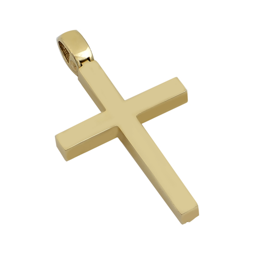 Σταυρός σε κίτρινο χρυσό Κ14 σκέτος τετράγωνος