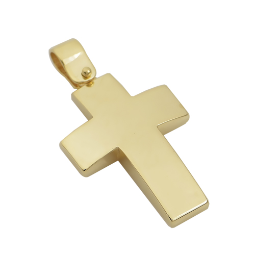 Σταυρός σε κίτρινο χρυσό Κ14 σκέτος πομπέ