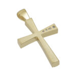 Σταυρός με λευκά ζιργκόν σε κίτρινο χρυσό Κ14
