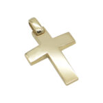 Σταυρός σε κίτρινο χρυσό Κ14 σκέτος λουστρέ διπλής όψης