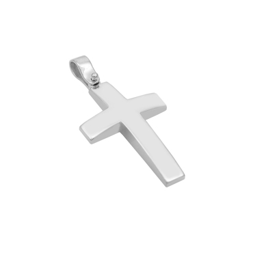 Σταυρός σε λευκό χρυσό Κ14 σκέτος λουστρέ