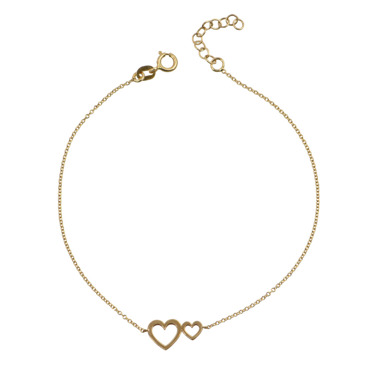 Βραχιόλι με καρδιές σε κίτρινο χρυσό Κ14