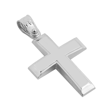 Σταυρός κλασικός φαρδύς σε λευκό χρυσό Κ14