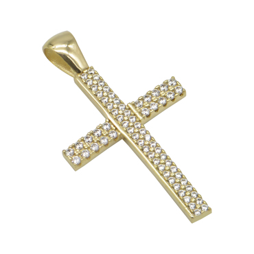 Σταυρός σειρέ με ζιργκόν κίτρινο χρυσό Κ14