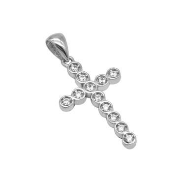 Σταυρός σειρέ με ζιργκόν σε λευκό χρυσό Κ14