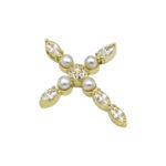 Σταυρός με μαργιτάρια και ζιργκόν σε κίτρινο χρυσό Κ14