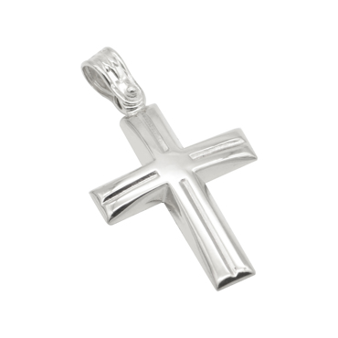 Σταυρός λουστρέ σε λευκό χρυσό Κ14