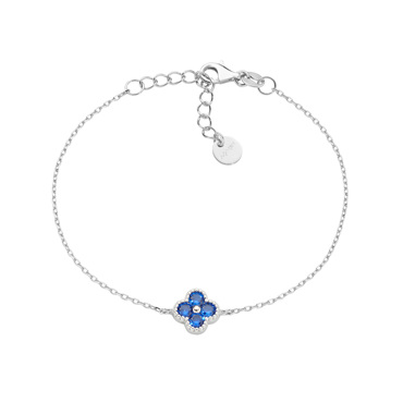 Βραχιόλι απο ασήμι με μοτιφ σταυρουδάκι με μπλε πέτρες