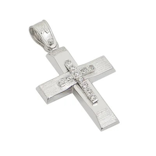 Σταυρός σε λευκό χρυσό Κ14