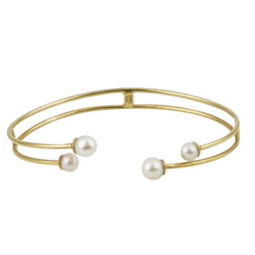 Βραχιόλι βέργα σταθερή με μαργαριτάρια σε κίτρινο χρυσό Κ14