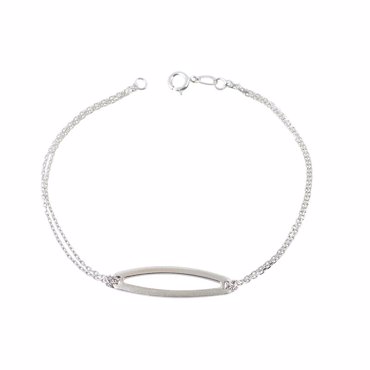 Βραχιόλι με οβάλ μοτίφ και διλή καδένα σε λευκό χρυσό Κ14