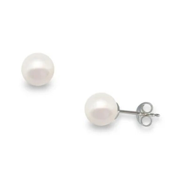 Σκουλαρίκια μαργαριτάρι σε σχήμα round 6-6.5mm σε λευκό χρυσό Κ14