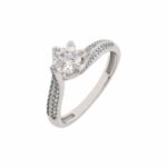 Δαχτυλίδι μονόπετρο φλόγα με ζιργκόν και μικρότερα στην γάμππα του