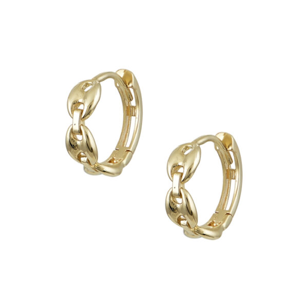 Σκουλαρίκια κρίκοι αλυσίδα σε κίτρινο χρυσό Κ14