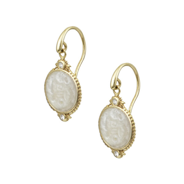 Σκουλαρίκια με λευκό σμάλτο σε κίτρινο χρυσό Κ14