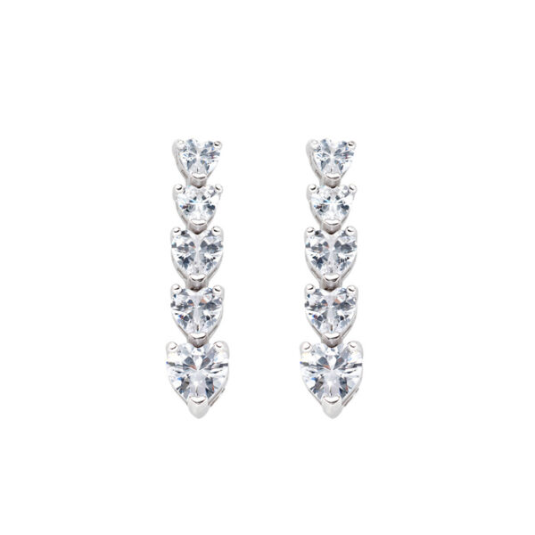 Σκουλαρίκια κρεμαστά από ασήμι με καρδιές