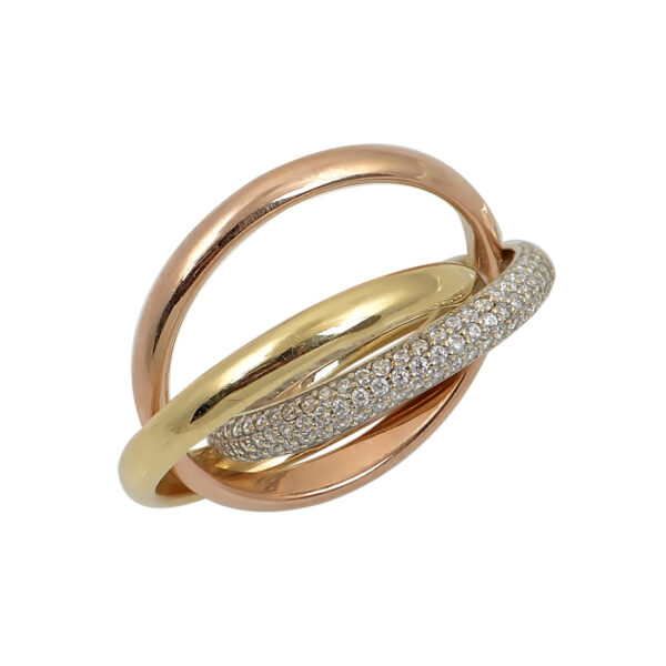 Δαχτυλίδι τρίβερο και τρίχρωμο με ζιργκόν