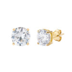 Σκουλαρίκια μονόπετρο από επιχρυσωμένο ασήμι