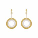 Σκουλαρίκια κρεμαστά δίχρωμα σε κίτρινο και λευκό χρυσό Κ14