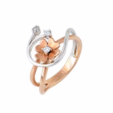 Δαχτυλίδι δίχρωμο σε σχήμα λουλούδι με ζιργκόν