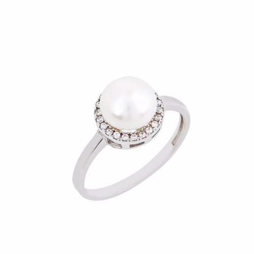 Δαχτυλίδι ροζέτα με μαργαριτάρι και ζιργκόν