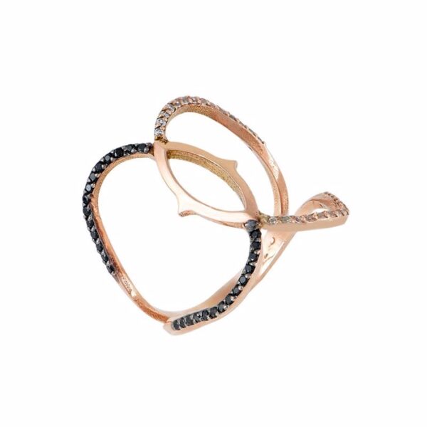 Δαχτυλίδι με λευκά και μαύρα ζιργκόν