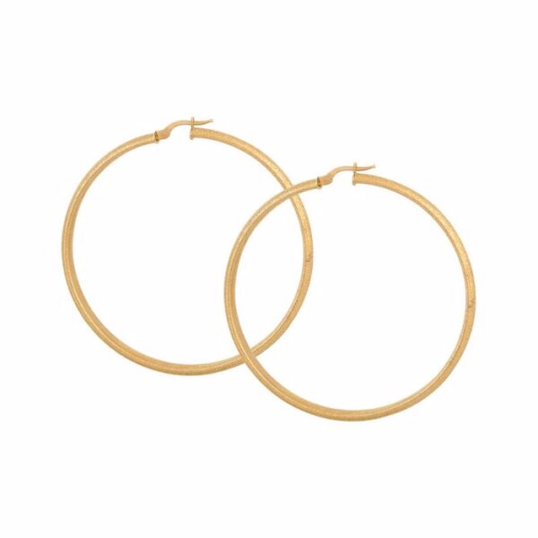 Σκουλαρίκια κρίκοι ματ σε κίτρινο χρυσό Κ14