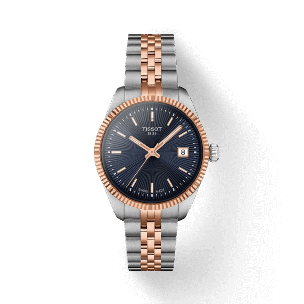 Γυναικείο Ρολόι T156.210.22.041.00 Tissot με μπλε καντράν και δίχρωμο ροζ χρυσό μπρασελέ.