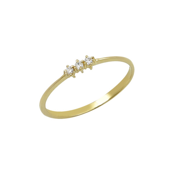 Δαχτυλίδι λουστρέ με λεπτομέρεια τρία λευκά ζιρκόν