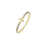 Δαχτυλίδι με σταυρό σε κίτρινο χρυσό Κ14