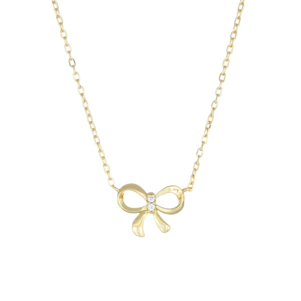 Κολιέ ασημένιο φιόγκος επίχρυσος