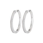 Σκουλαρίκια ασημένια κρίκοι με λευκές πέτρες