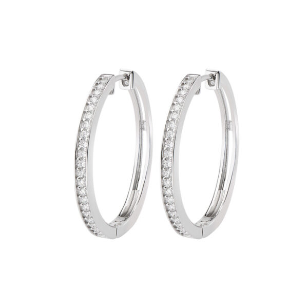 Σκουλαρίκια ασημένια κρίκοι με λευκές πέτρες