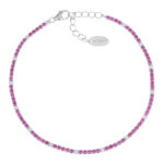 Βραχιόλι ασημένιο ριβιέρα με λευκές και μωβ πέτρες