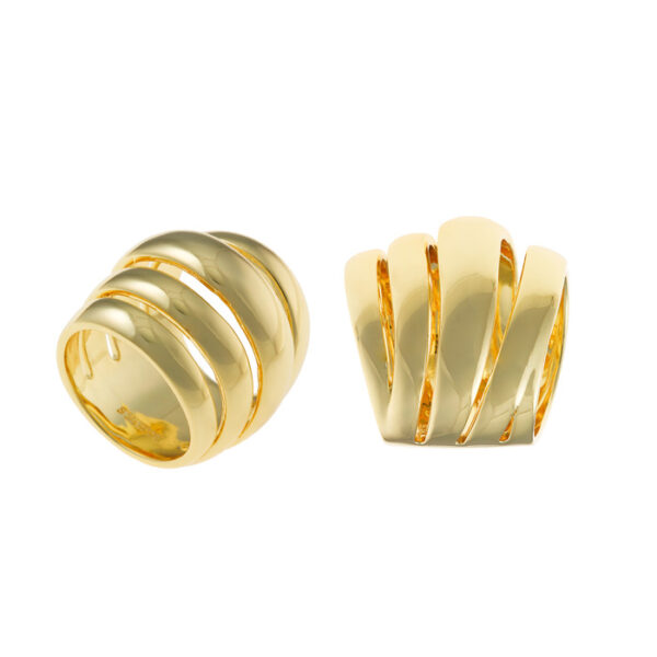 Δαχτυλίδι ασημένιο επίχρυσο με ραβδώσεις