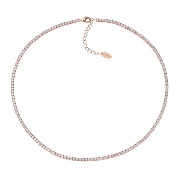 Κολιέ ασημένιο ριβιέρα με λευκές πέτρες