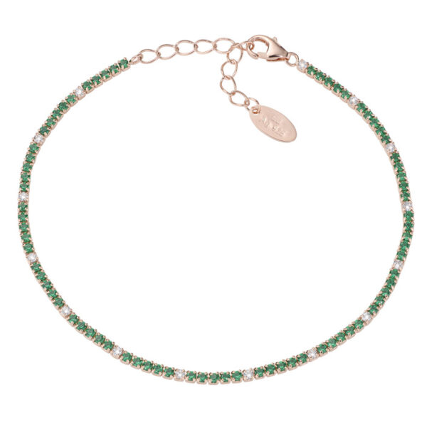 Βραχίολι ασημένιο ριβιέρα ροζ επιχρύσωμα