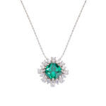 Κολιέ ροζέτα από ασήμι με πράσινες πέτρες