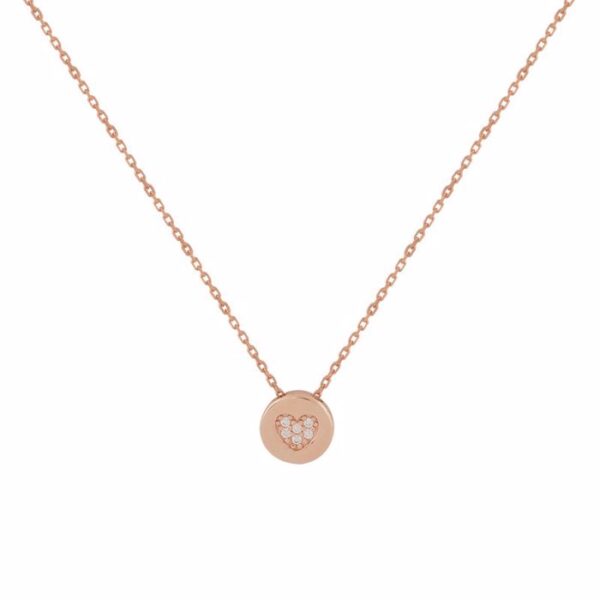 Κολιέ καρδιά με ζιργκόν σε ροζ χρυσο Κ14