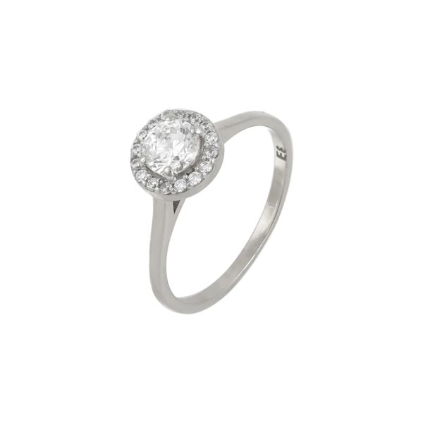 Δαχτυλιδι σε λευκό χρυσό Κ14 σχεδιο ροζέτα με ζιργκον