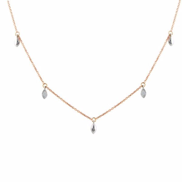 Κολιέ με φύλλα σε ροζ χρυσό Κ14