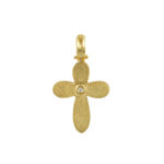 Σταυρός χειροποίητος σε κίτρινο χρυσό Κ18 με διαμάντι