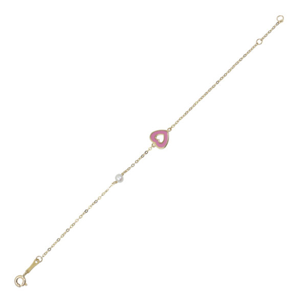 Βραχιόλια καρδια με ροζ σμάλτο Κ14