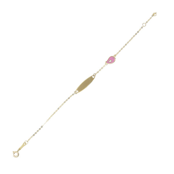 Ταυτότητα πουλάκι με ροζ σμάλτο Κ14