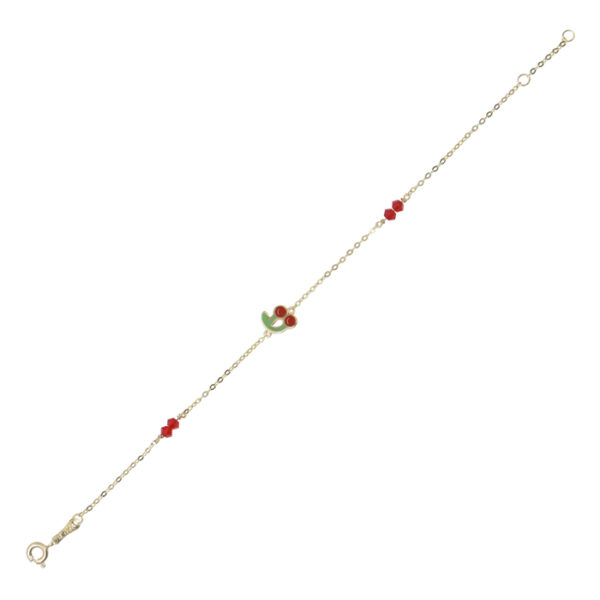 Βραχιόλι κεράσι με κόκκινες χάντρες Κ14