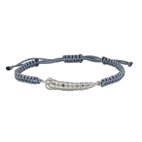 Βραχιόλι στάχυ από ασήμι 925 με γκρι κορδόνι