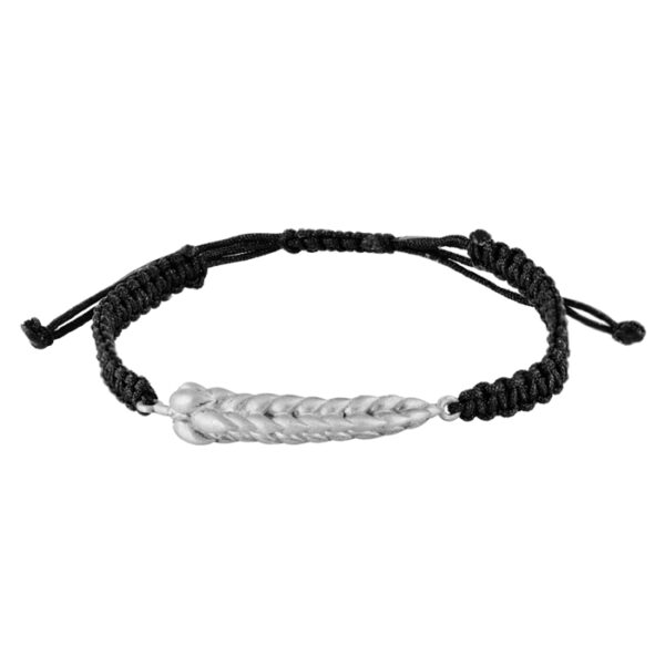Βραχιόλι στάχυ από ασήμι 925 με μαύρο κορδόνι